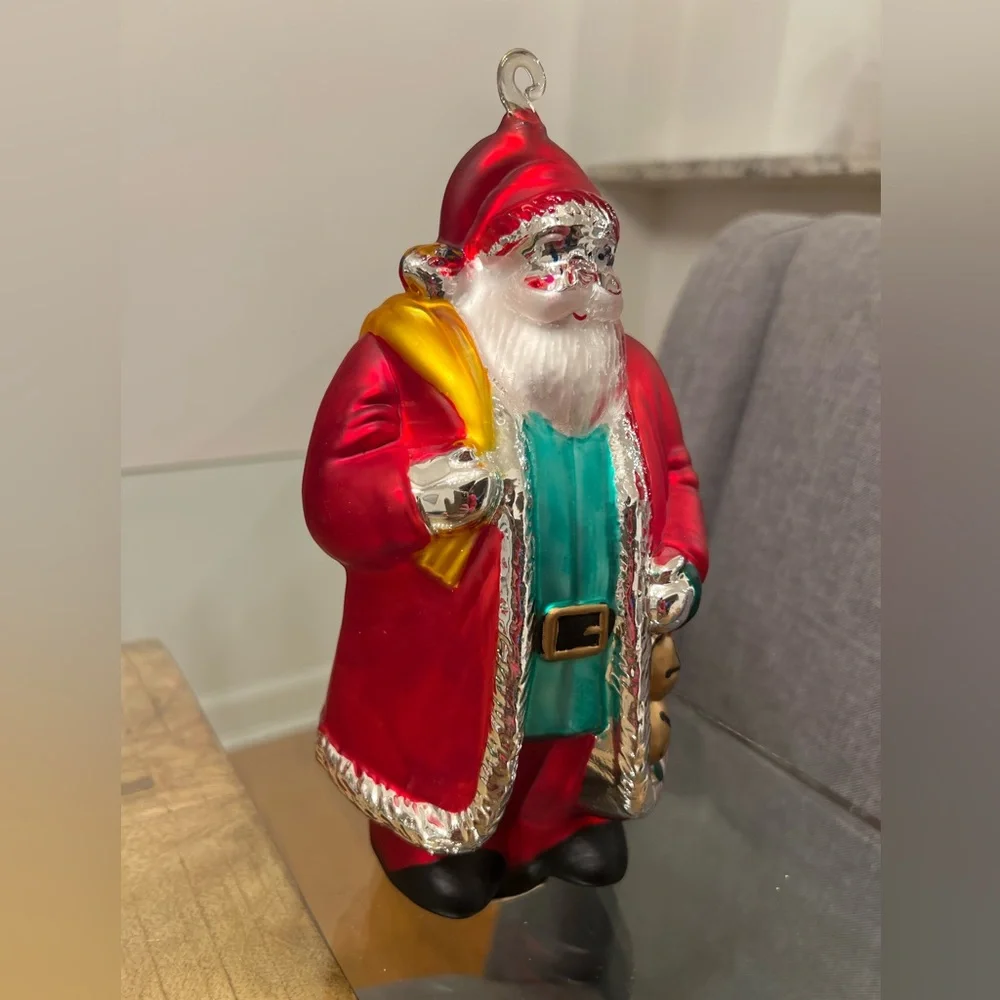 Dept 56 Santa Handblown & Painted Mercury Glass Ornament Large 9